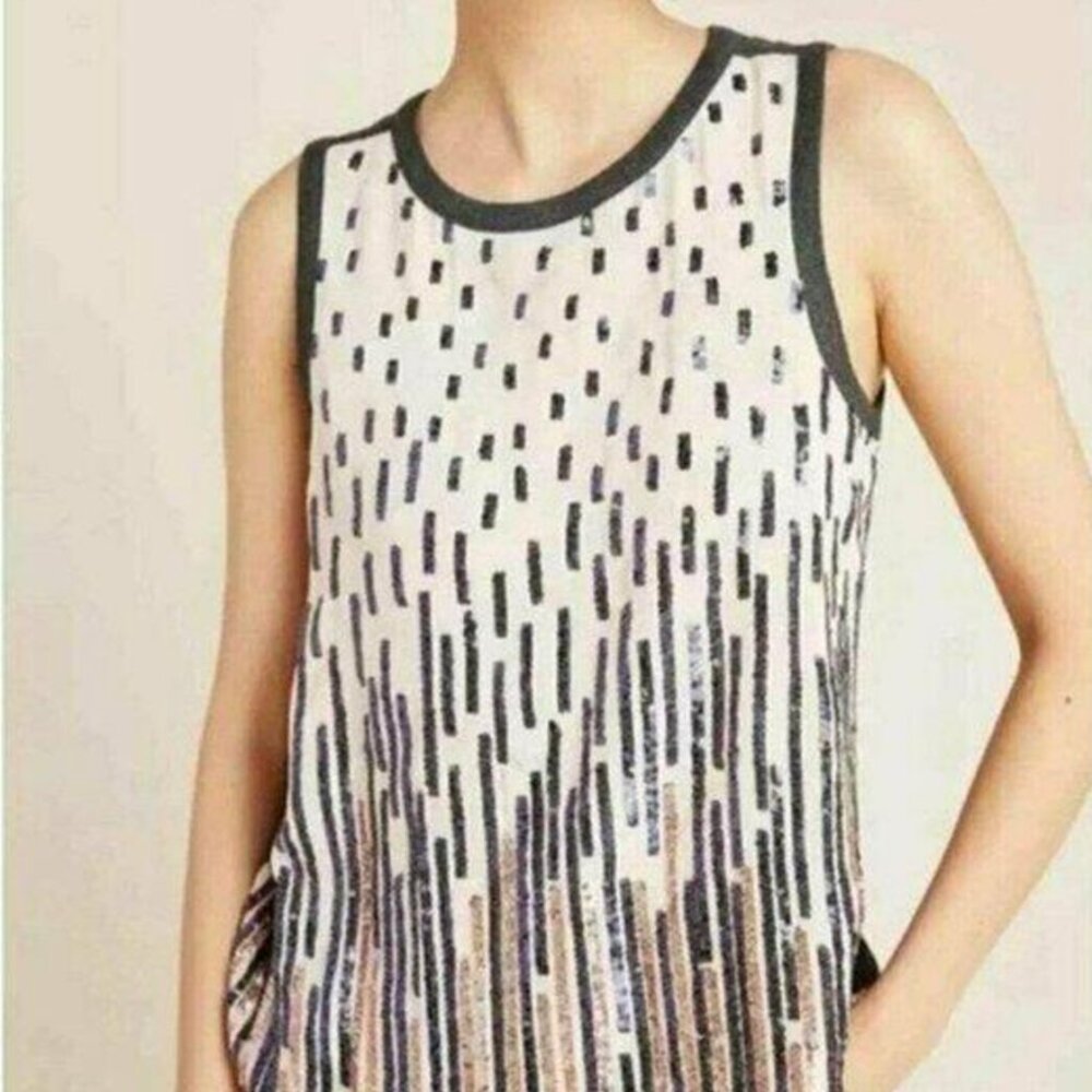 Anthropologie Tiny Sequin Sleeveless Blouse